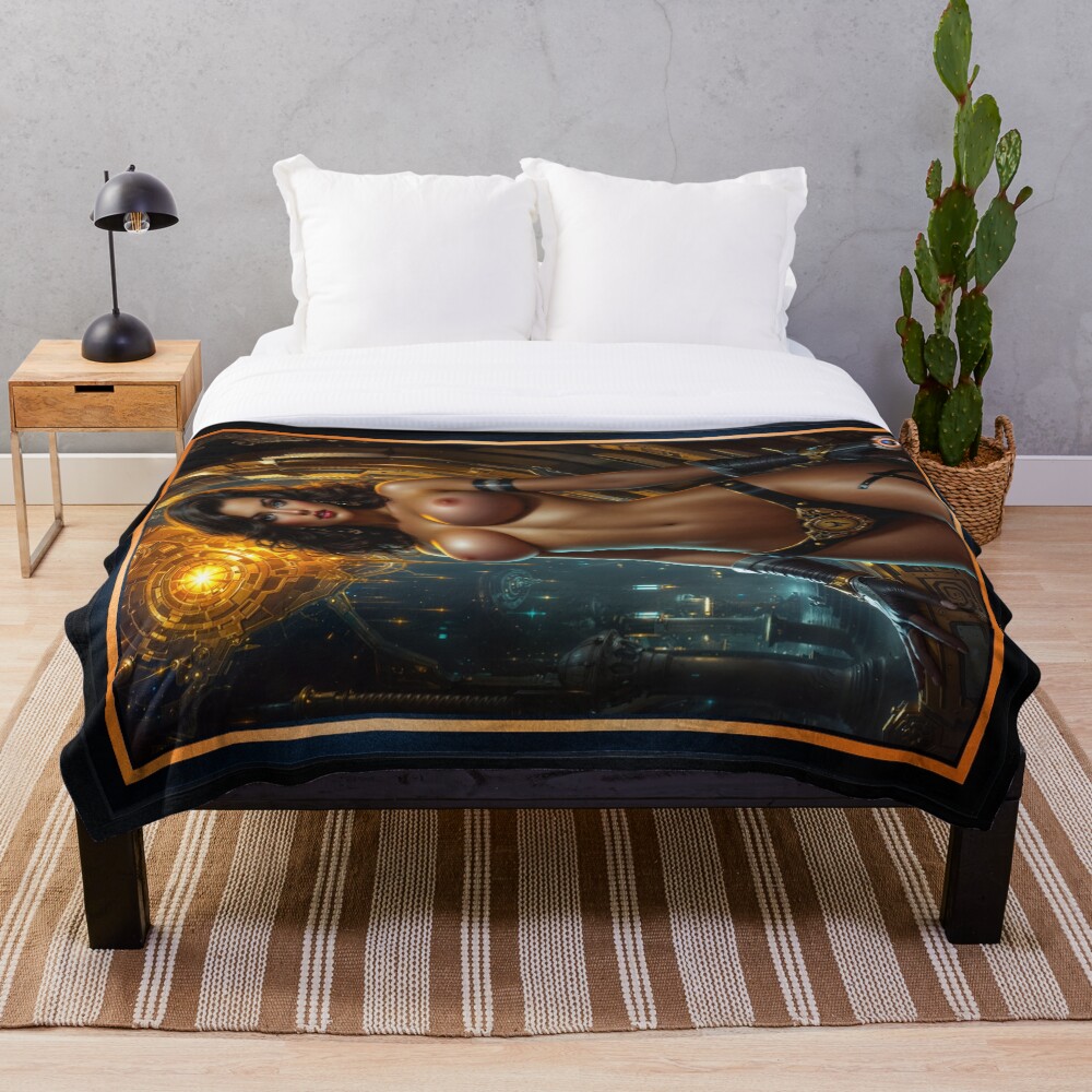 The Haunting Beauty Of Tesora Striking AI Concept Art by Xzendor7 Decorative Art Print Throw Blanket