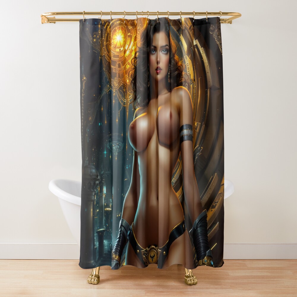 The Haunting Beauty Of Tesora Striking AI Concept Art by Xzendor7 Decorative Art Print Shower Curtain