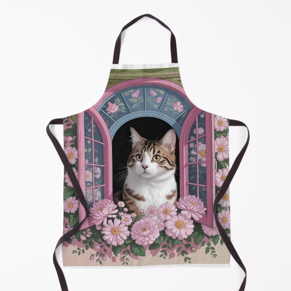 Item preview, Cute kitten on the windowsill with flowers designed and sold by JerzyCzechon.