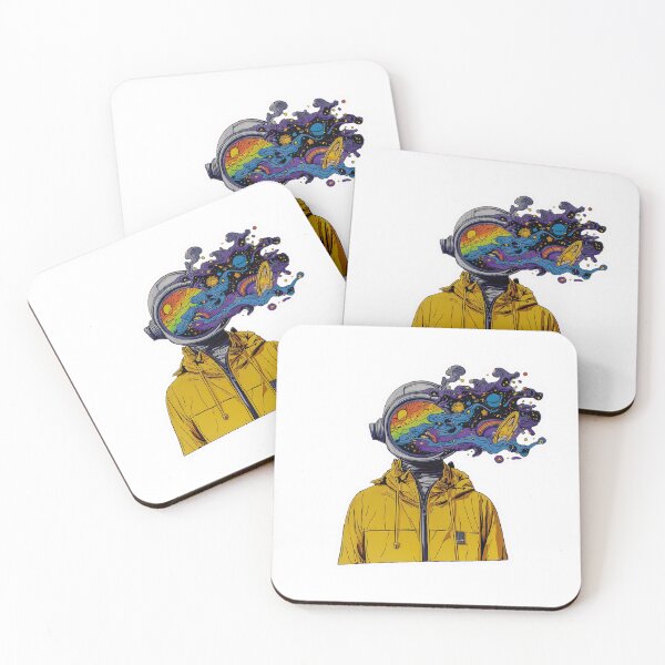 Item preview, Trippy Astronaut Sticker – Cosmic Space Explorer with Rainbow Universe Helmet Art designed and sold by Line Designs By Duck.