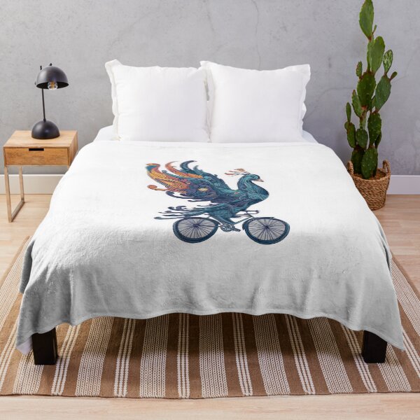 Item preview, Peacock Riding Bicycle Sticker – Colorful Fantasy Bird Art Decal for Laptops and Water Bottles designed and sold by Line Designs By Duck.