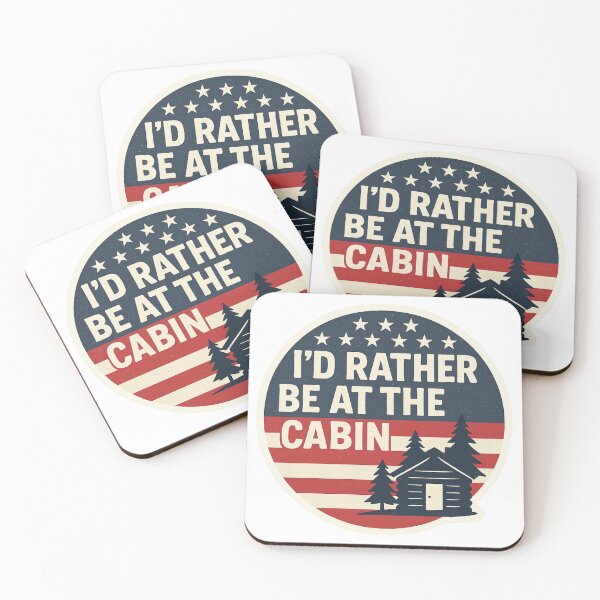 Item preview, I’d Rather Be at the Cabin – Rustic U.S. Flag Inspired Design designed and sold by Harprints.Studio.
