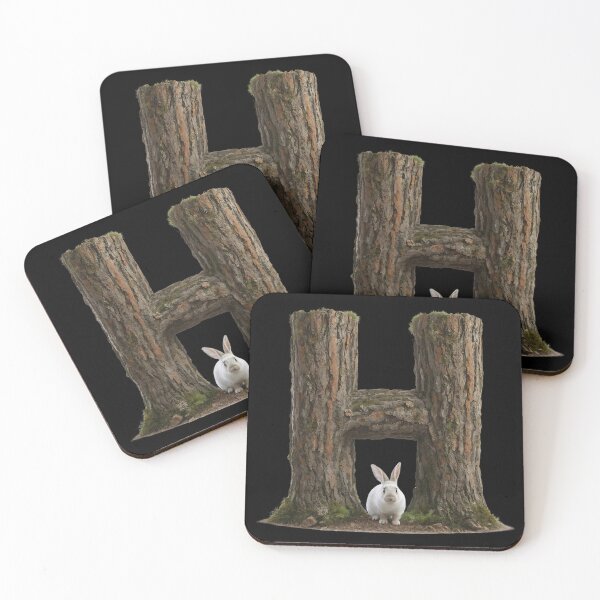 Item preview, Nature Alphabet Letter H – Tree Trunks & Rabbit Design designed and sold by HT-Creative.