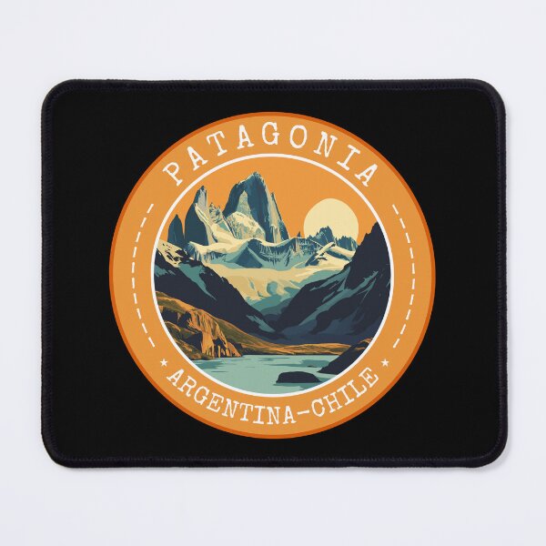 Artikelvorschau, Patagonien in Argentinien-Chile, Südamerika Retro Travel Art Circle Emblem entworfen und verkauft von MaateoDesign.
