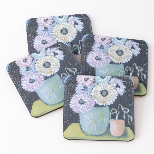 Item preview, Floral still life with small plant on a sgraffito background designed and sold by Susanneand.