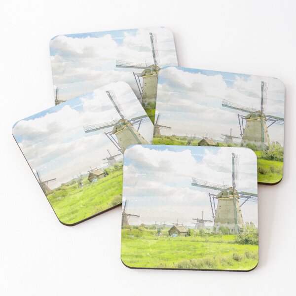 Item preview, The mills of Kinderdijk in the Netherlands as watercolor work designed and sold by Photopat.