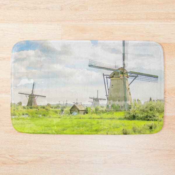 Item preview, The mills of Kinderdijk in the Netherlands as watercolor work designed and sold by Photopat.