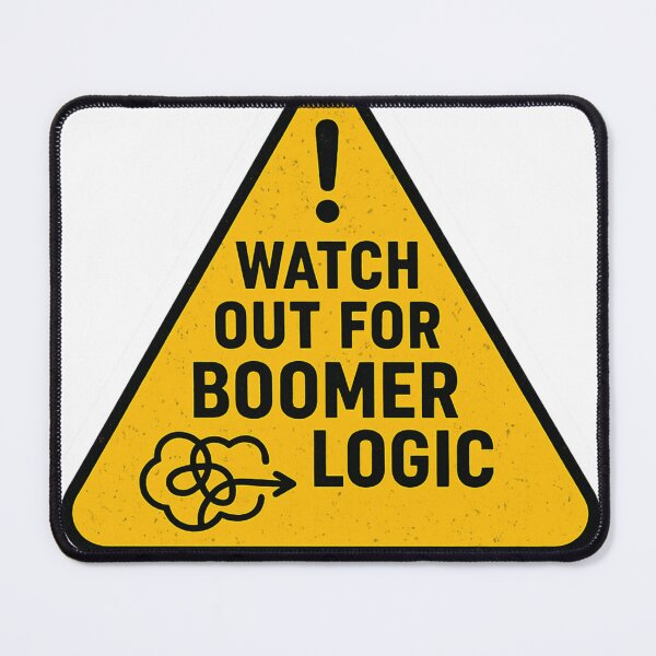 Item preview, Watch Out for Boomer Logic – Funny Warning Sign Design designed and sold by Harprints.Studio.