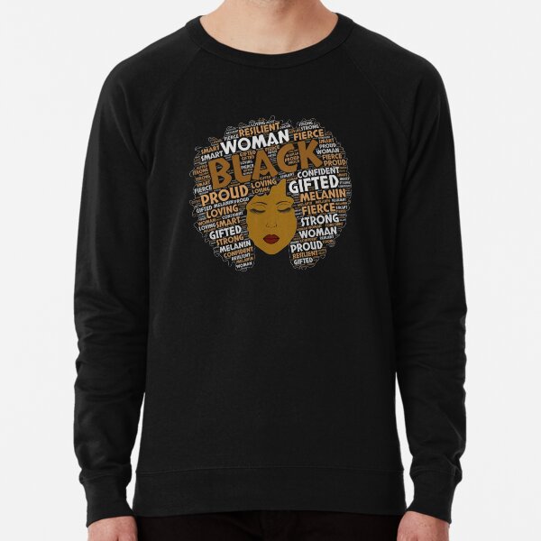 Black Girl / Woman Words in Afro Art Lightweight Sweatshirt