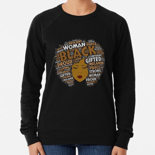 Black Girl / Woman Words in Afro Art Lightweight Sweatshirt