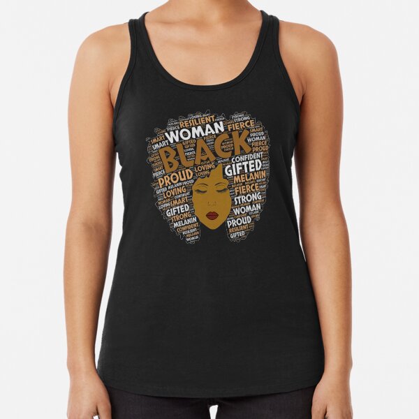 Black Girl / Woman Words in Afro Art Racerback Tank Top