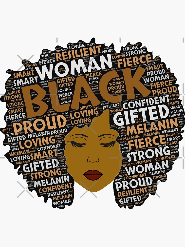 Thumbnail 3 of 3, Sticker, Black Girl / Woman Words in Afro Art designed and sold by blackartmatters.