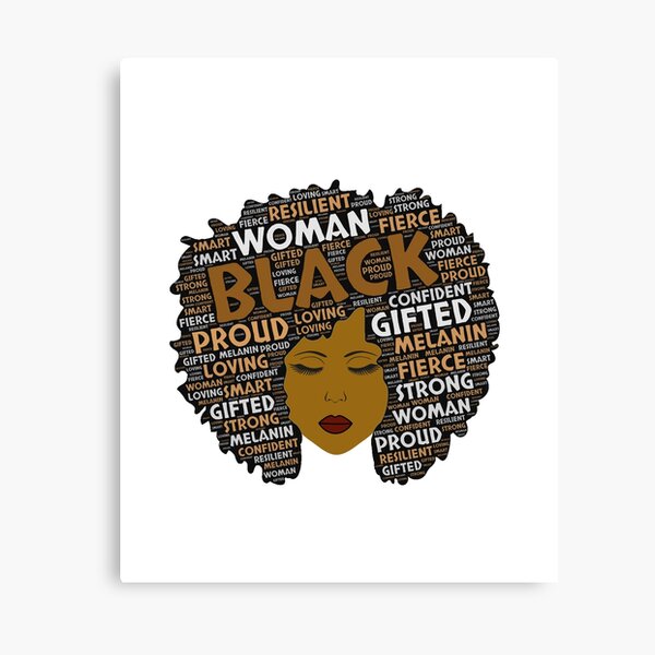 Black Girl / Woman Words in Afro Art Canvas Print