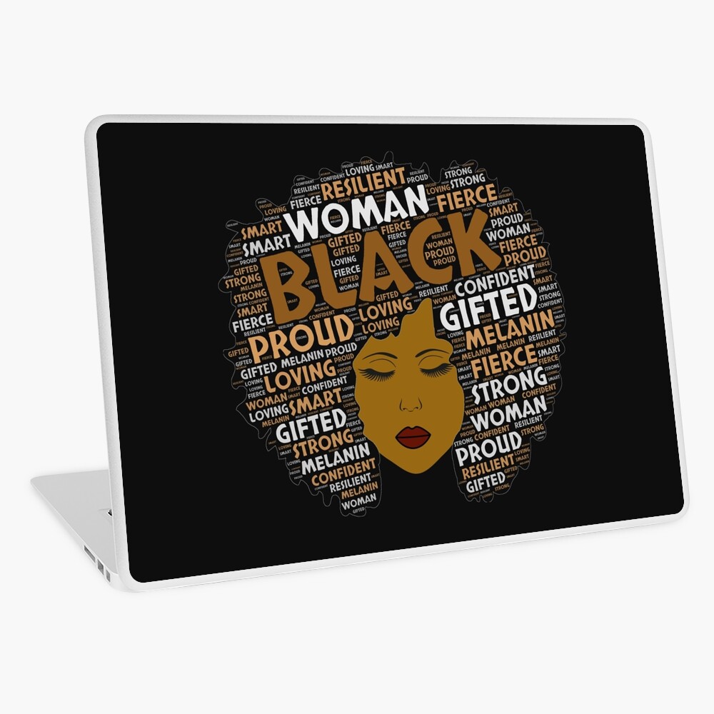 Black Girl / Woman Words in Afro Art Laptop Skin