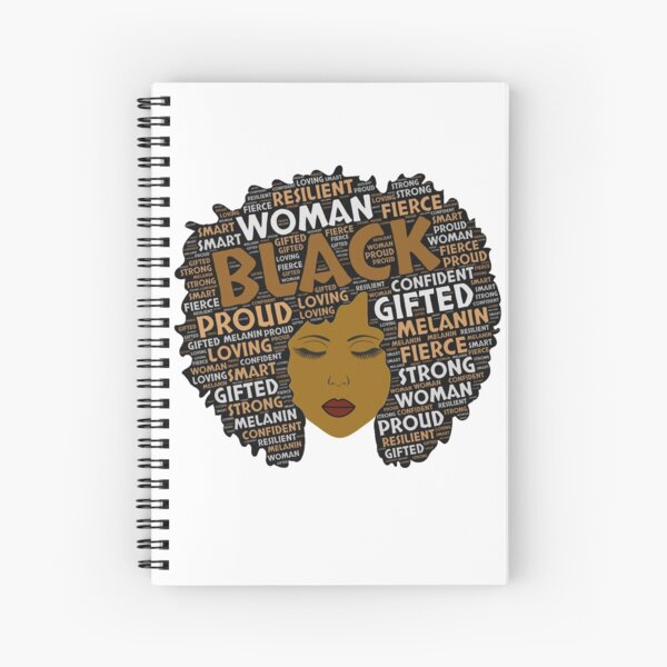 Black Girl / Woman Words in Afro Art Spiral Notebook