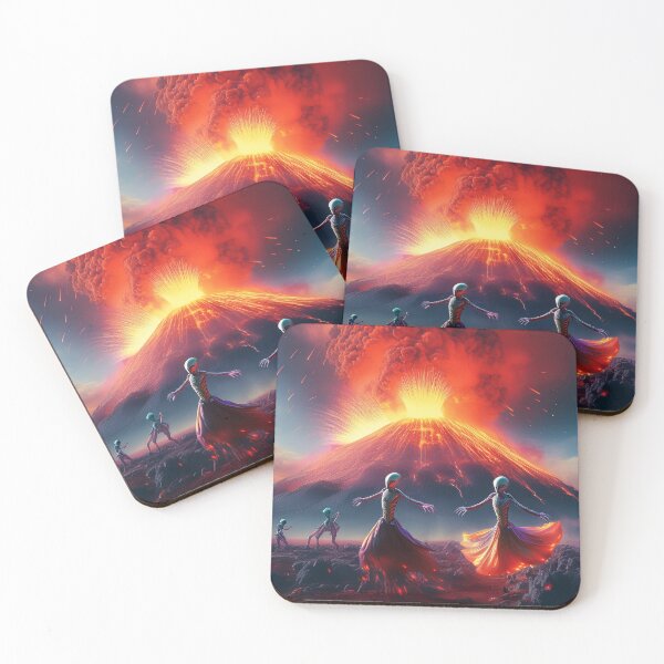 Item preview, Aliens dancing in front of erupting volcano designed and sold by Designs by Helen.
