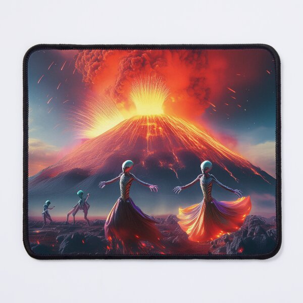Item preview, Aliens dancing in front of erupting volcano designed and sold by Designs by Helen.