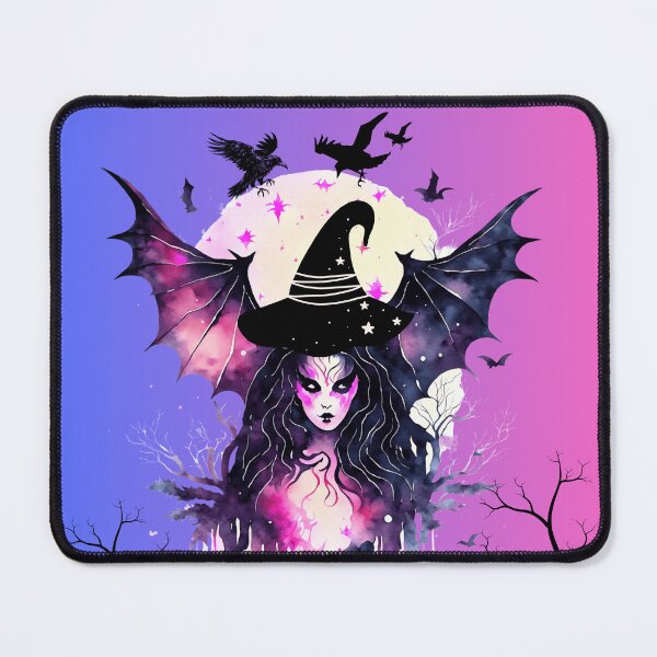Item preview, Watercolor Gothic Witch with Bat Wings – Mystical Halloween Art designed and sold by Nickkhunsmile.
