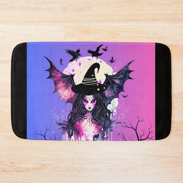 Item preview, Watercolor Gothic Witch with Bat Wings – Mystical Halloween Art designed and sold by Nickkhunsmile.