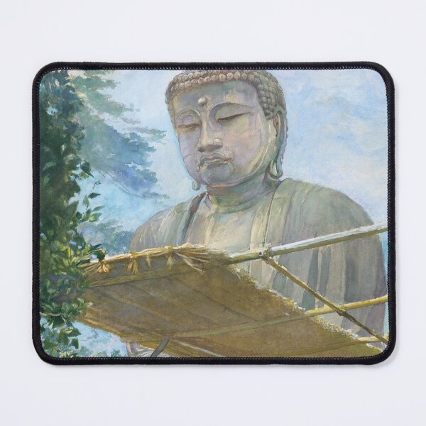 Item preview, The Great Statue of Amida Buddha at Kamakura, Known as the Daibutsu, from the Priest's Garden, Japan, landscape painting by John La Farge American, circa  1887 designed and sold by Jéanpaul  Ferro.