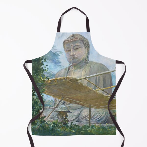 Item preview, The Great Statue of Amida Buddha at Kamakura, Known as the Daibutsu, from the Priest's Garden, Japan, landscape painting by John La Farge American, circa  1887 designed and sold by Jéanpaul  Ferro.