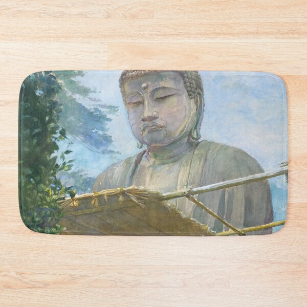 Item preview, The Great Statue of Amida Buddha at Kamakura, Known as the Daibutsu, from the Priest's Garden, Japan, landscape painting by John La Farge American, circa  1887 designed and sold by Jéanpaul  Ferro.