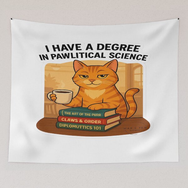 Item preview, Pawlitical Science Degree – Funny Cat Parody (political science) designed and sold by Mars.Pen.Studio.