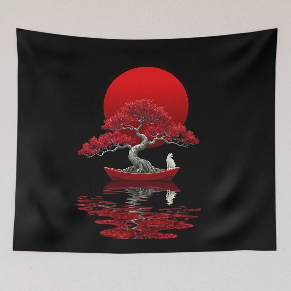 Item preview, Red Sun Bonsai Cat designed and sold by RkskArt.