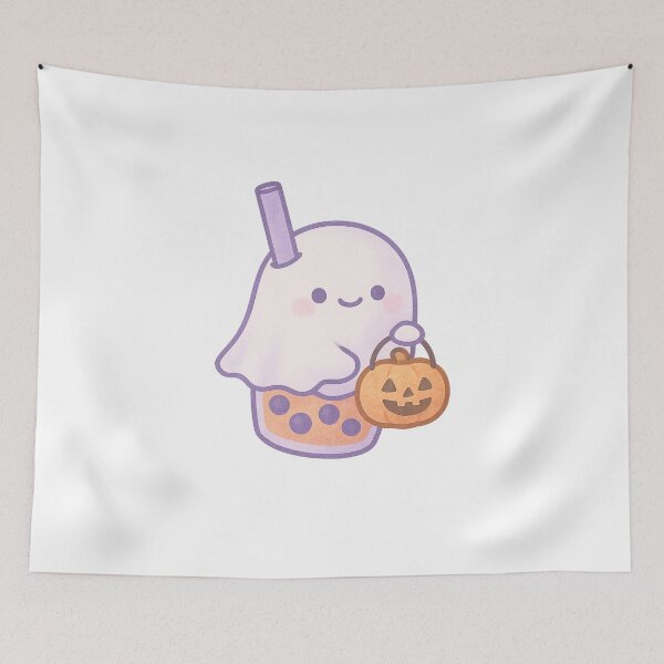 Item preview, Cute Kawaii Ghost Bubble Tea Halloween Illustration designed and sold by ThaiArtShop.