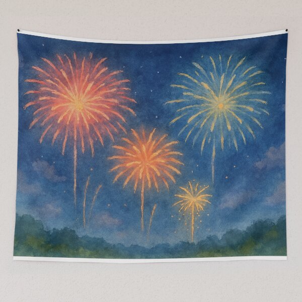 Item preview, Midnight Hanabi – Watercolor Fireworks designed and sold by ワフパズル.