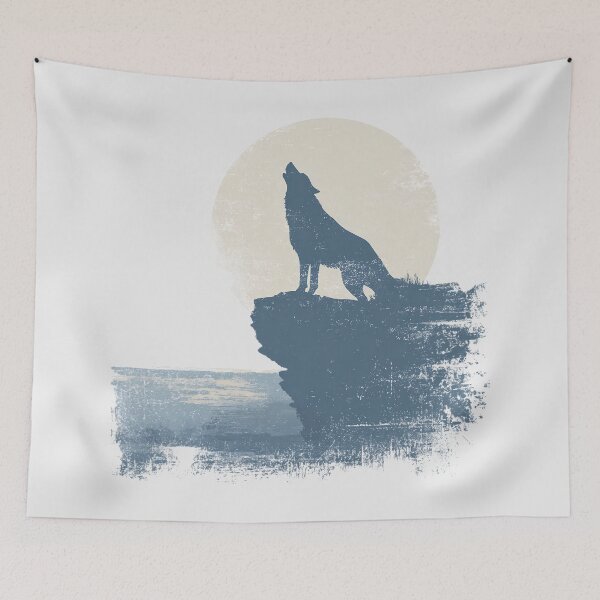 Item preview, Howling wolf in front of a full moon – retro silhouette design for nature lovers and wilderness fans designed and sold by Meiersbeste.