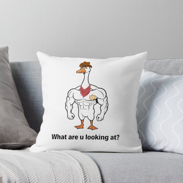 Aperçu de l'œuvre Mème drôle de shérif musclé – Qu'est-ce que tu regardes ? Illustration d'animal de dessin animé créée et vendue par MiraDesignCo.