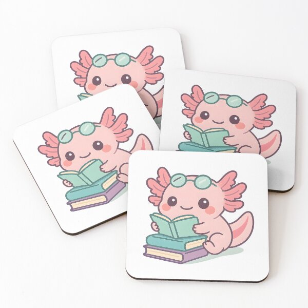 Item preview, Kawaii Axolotl Reading Books – Cute Pastel Study Sticker & Design designed and sold by Divakar Fashion.