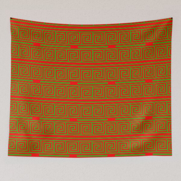 Item preview,  Green On Red Background Greek Key Fret Pattern designed and sold by PatternTitan.