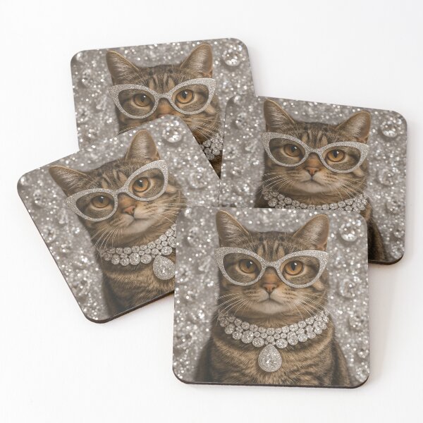 Item preview, Cat with Diamond Glasses and Luxury Necklace designed and sold by BloomOfDesign.