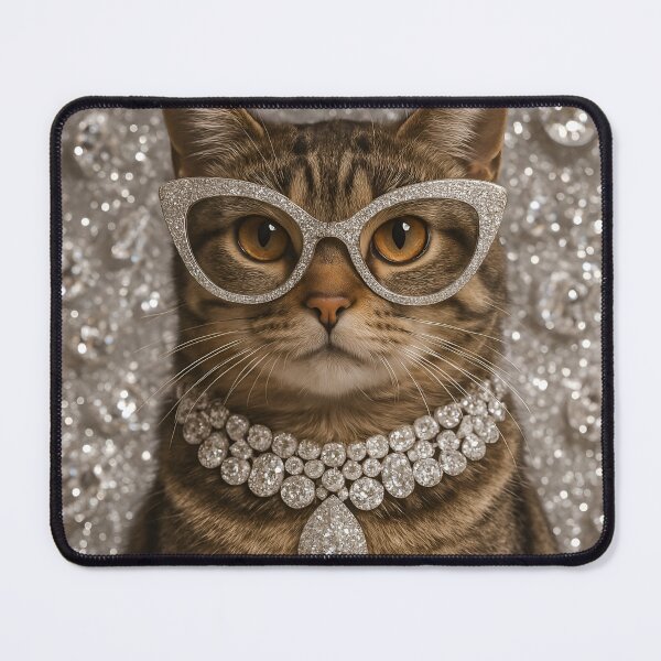 Item preview, Cat with Diamond Glasses and Luxury Necklace designed and sold by BloomOfDesign.