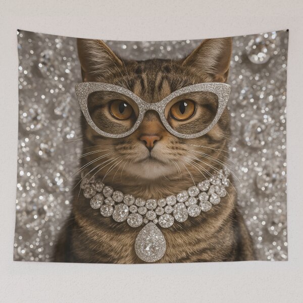 Item preview, Cat with Diamond Glasses and Luxury Necklace designed and sold by BloomOfDesign.