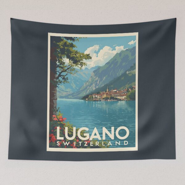 Item preview, A Vintage Illustration of Lugano - Switzerland  designed and sold by GoodOldVintage.