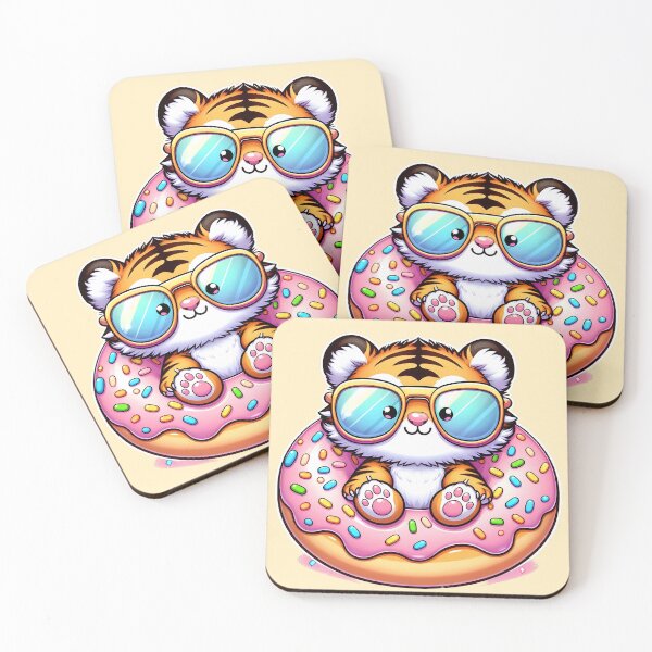 Item preview, Kawaii Baby Tiger in Donut – Cute Pastel Animal Art. designed and sold by PawxelArt.