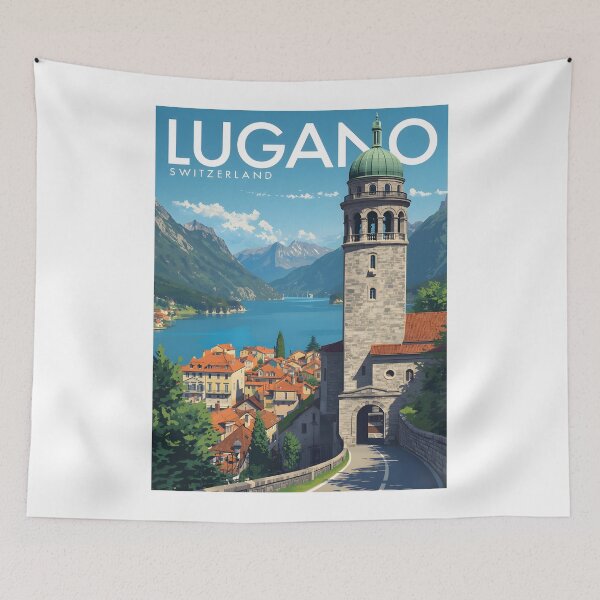 Item preview, A Vintage Illustration of Lugano - Switzerland  designed and sold by GoodOldVintage.