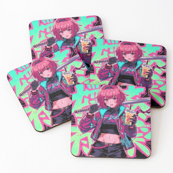 Item preview, Anime Graffiti Girl with Katana and Bubble Tea – Neon Street Art Style #1 designed and sold by Graffiti Oni.