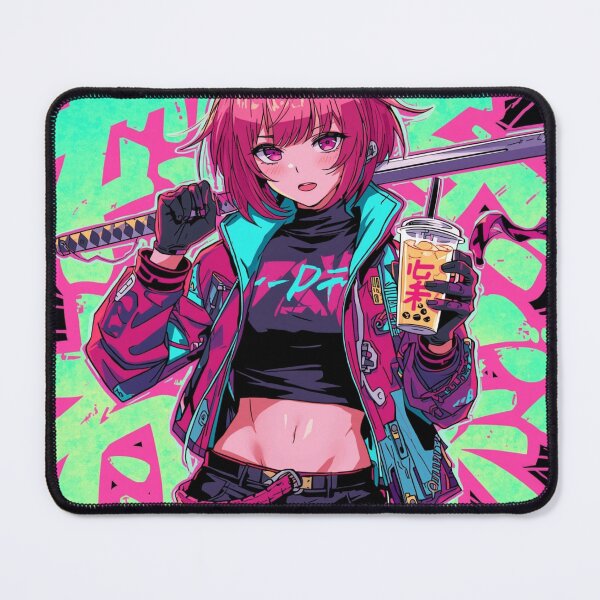 Item preview, Anime Graffiti Girl with Katana and Bubble Tea – Neon Street Art Style #1 designed and sold by Graffiti Oni.