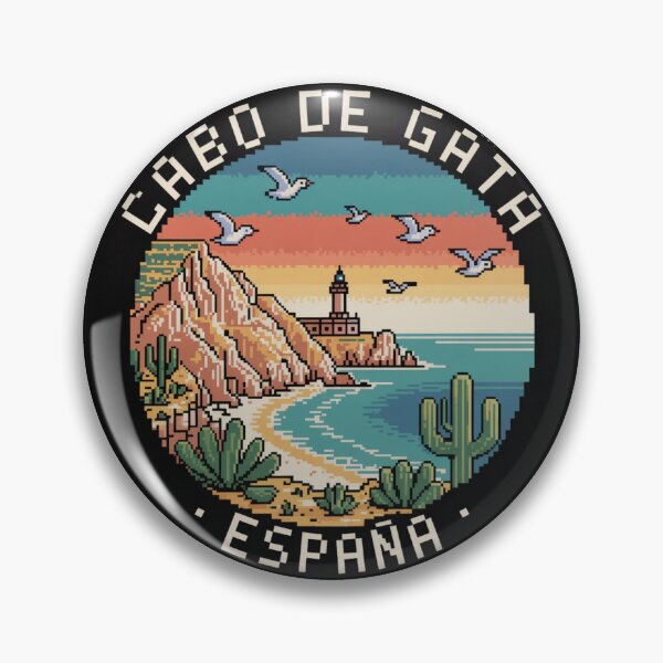 Item preview, Cabo de Gata Spain - Retro Pixel Art Travel Badge with Lighthouse, Cliffs & Cactus - Vintage Coastal Souvenir Decal designed and sold by CircinusStore.