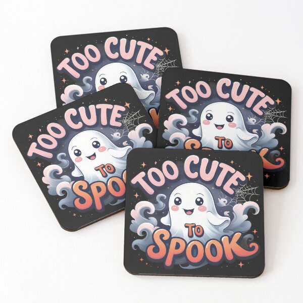 Item preview, Happy Kawaii Ghost with Too Cute to Spook Phrase designed and sold by Daagath.