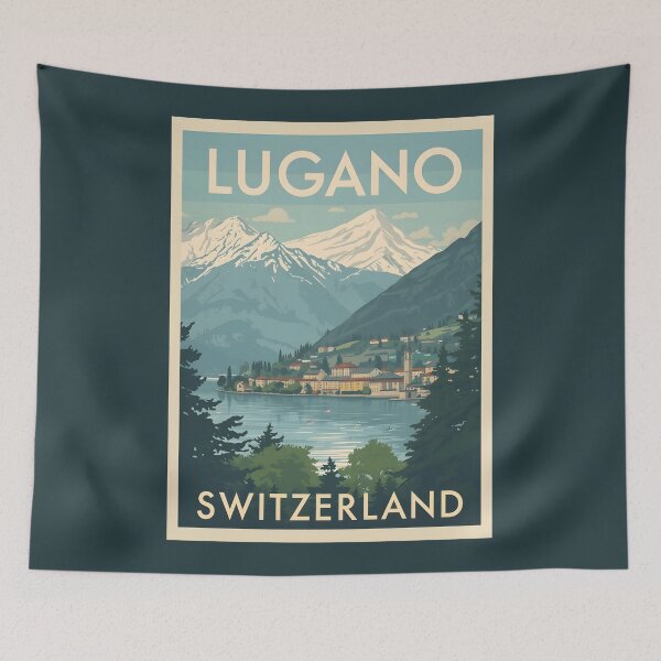 Item preview, A Vintage Illustration of Lugano - Switzerland  designed and sold by GoodOldVintage.
