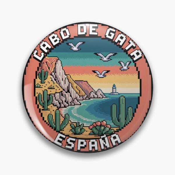 Item preview, Cabo de Gata Spain - Retro Pixel Art Travel Badge with Cliffs, Lighthouse & Cactus - Vintage Mediterranean Souvenir Decal designed and sold by CircinusStore.