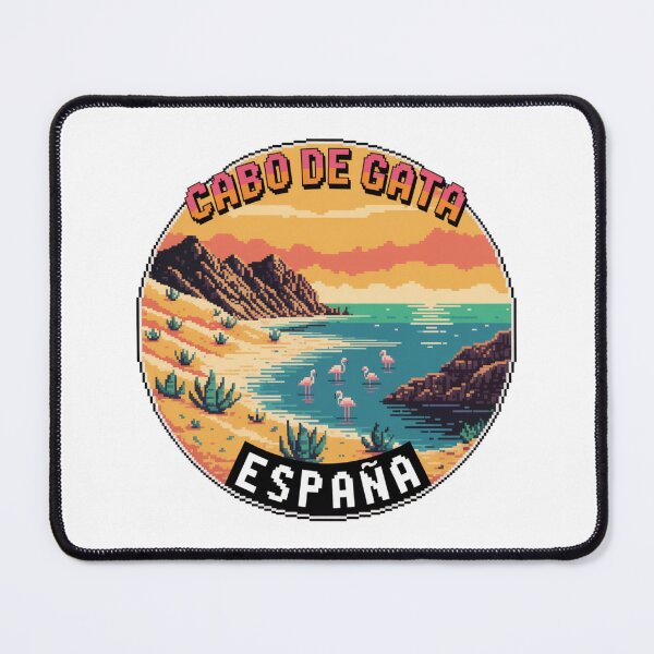 Item preview, Cabo de Gata España - Retro Pixel Art Travel Badge with Cliffs, Flamingos & Desert Plants - Vintage Coastal Souvenir Decal designed and sold by CircinusStore.