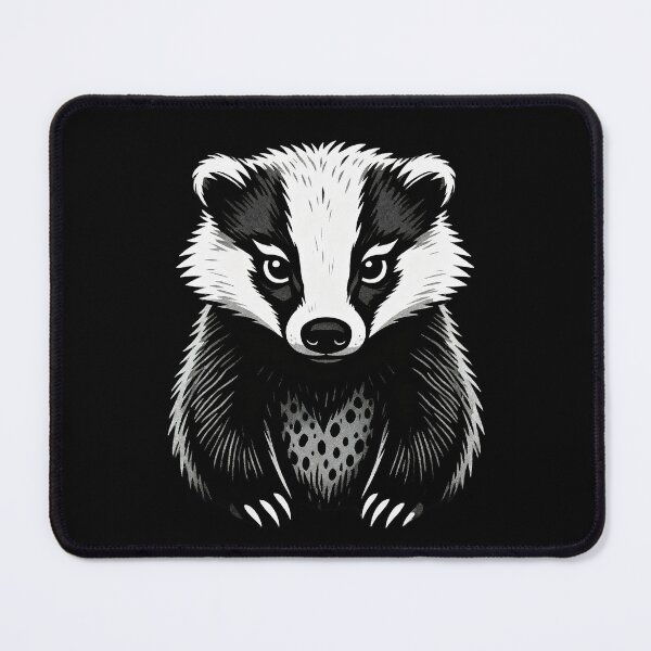 Item preview, Badger Black & White Illustration designed and sold by LuckCraftStudio.