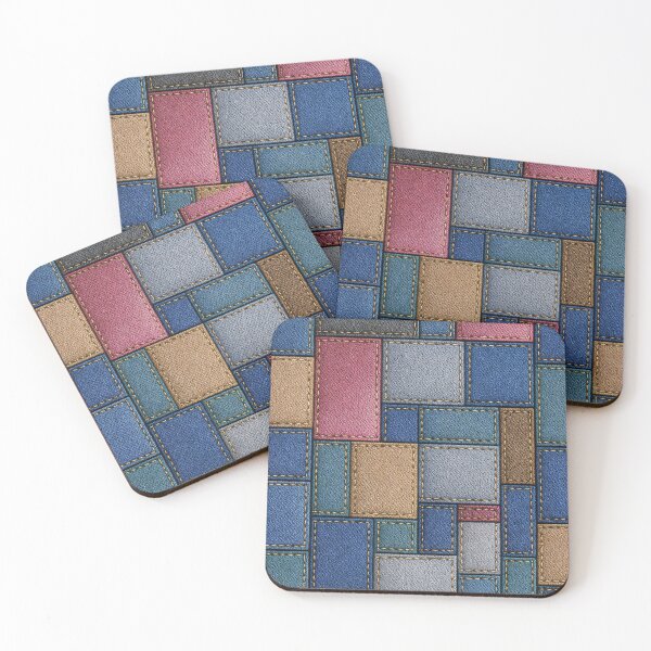 Item preview, Denim Patchwork Grid designed and sold by Kaleidoscope Print.
