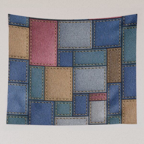 Item preview, Denim Patchwork Grid designed and sold by Kaleidoscope Print.